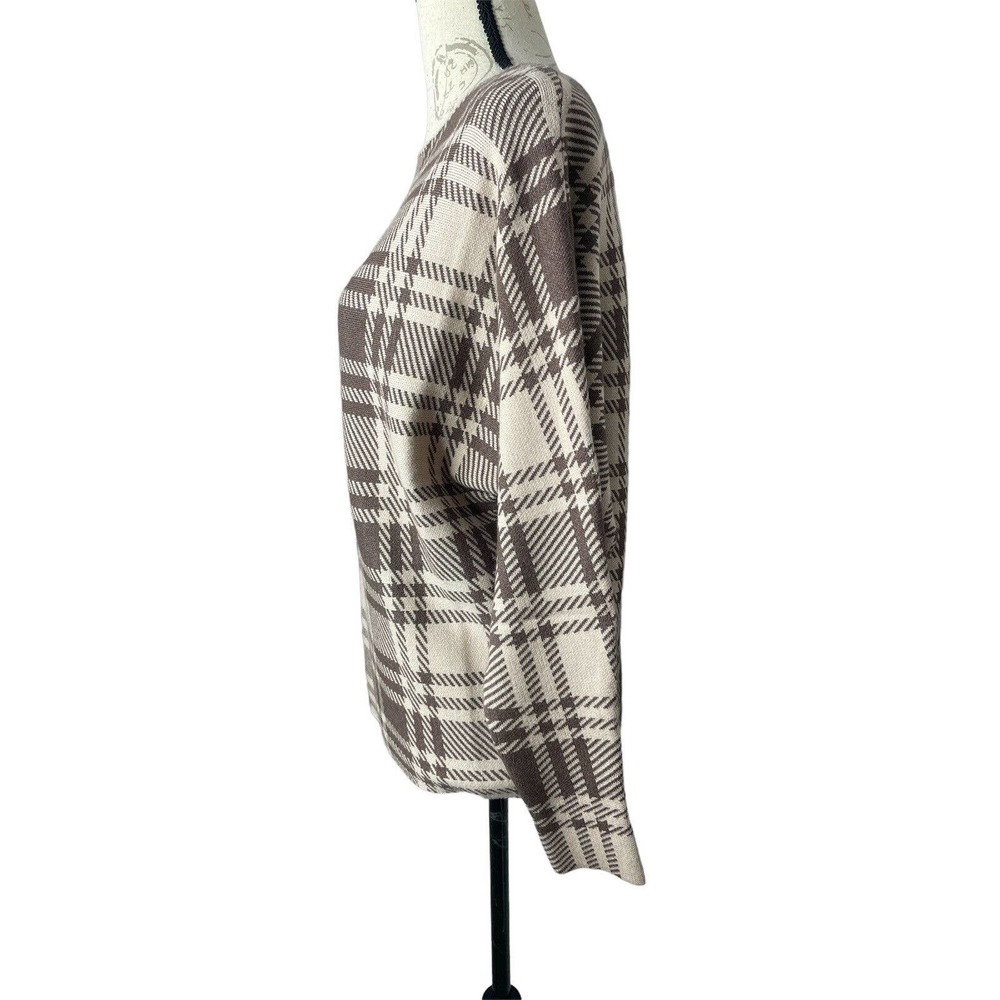 NEW! NWT ADRIENNE VITTADINI Check Print Sweater Brown/Beige Size‎ S - Picture 3 of 7
